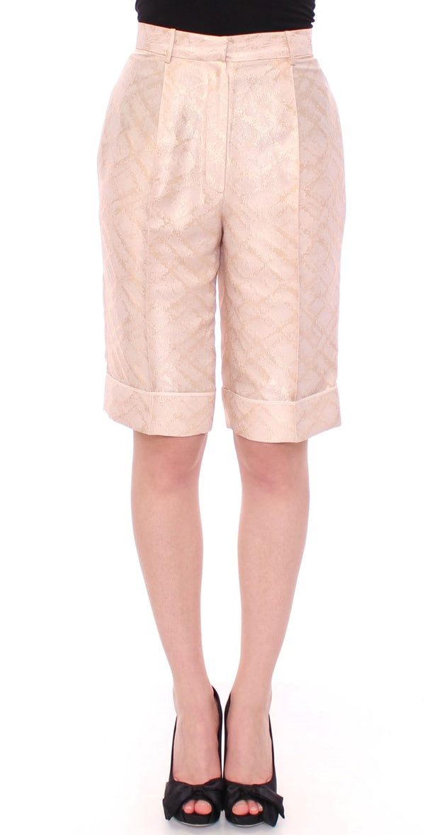 Zeyneptosun Exclusive Beige Brocade Above Knee Shorts