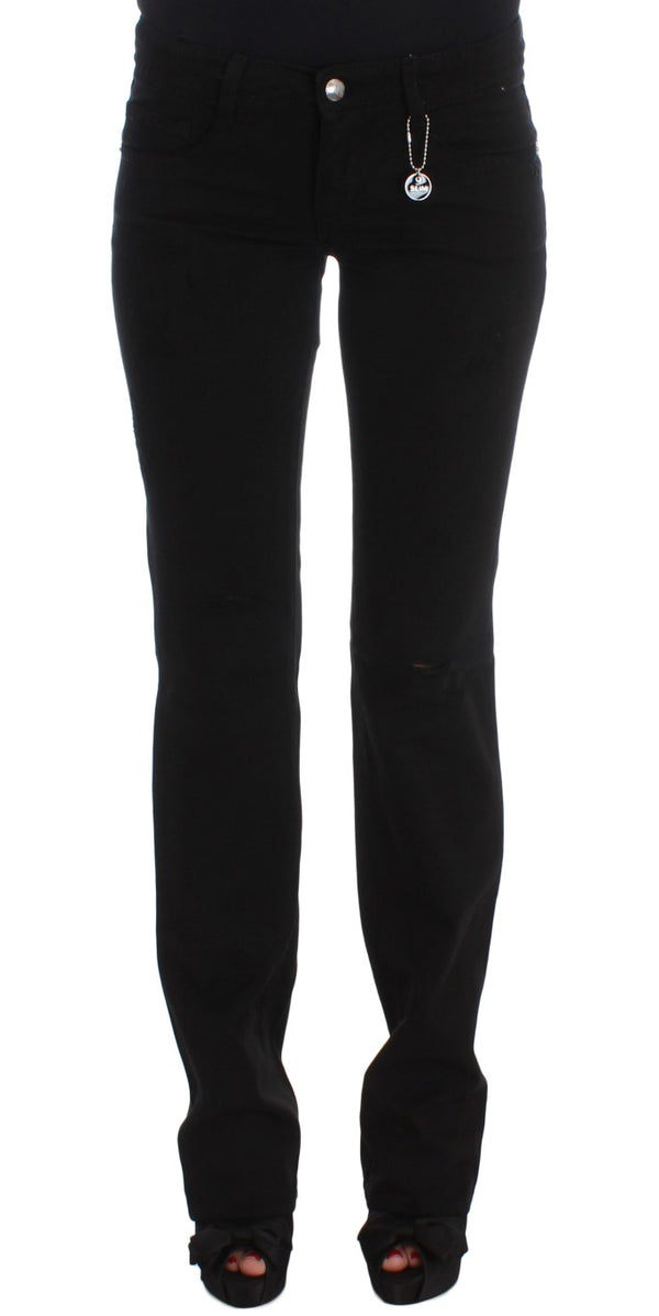 Costume National Chic Black Slim Fit Zippered Cotton Jeans