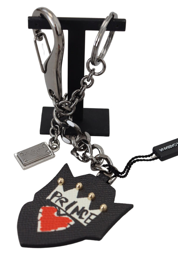 Dolce & Gabbana Elegant Silver and Black Designer Keychain