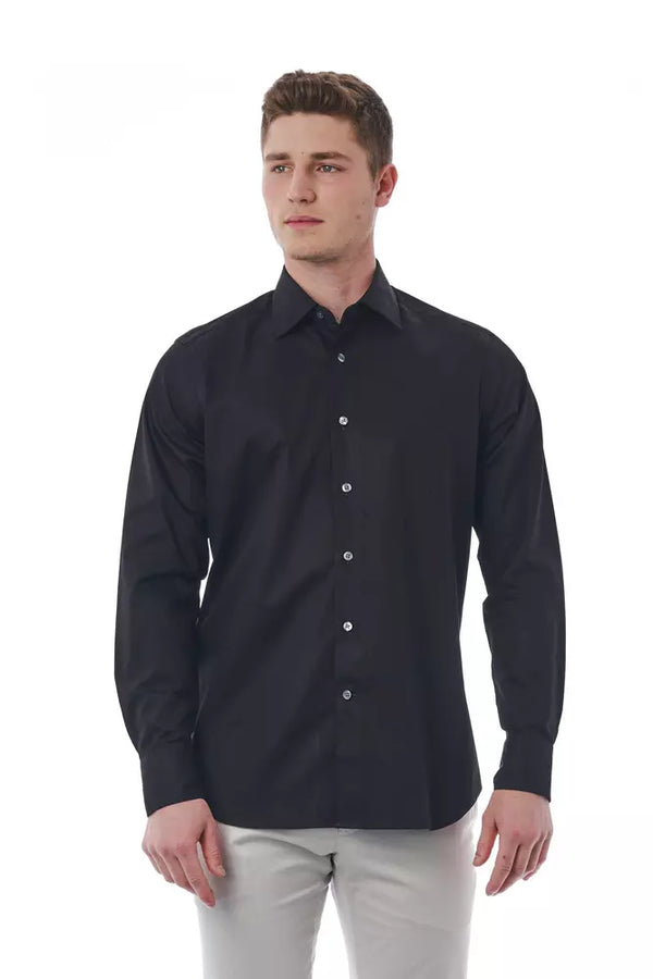 Bagutta Black Cotton Men Shirt