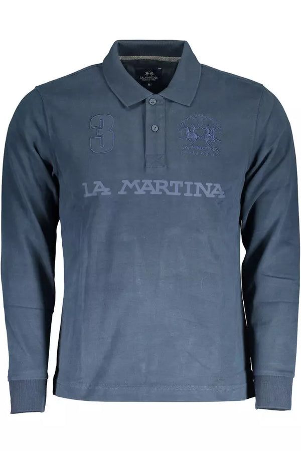 La Martina Blue Cotton Men Polo