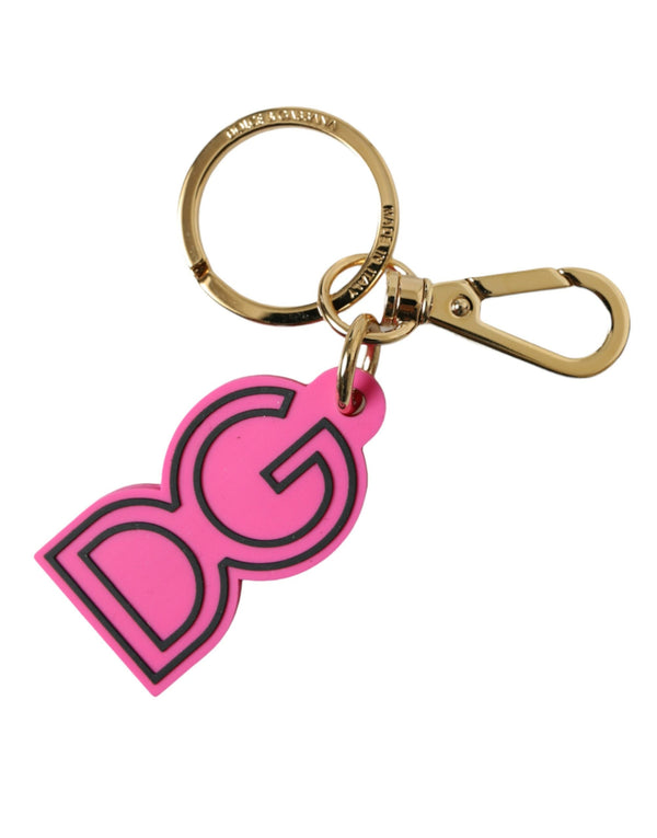 Dolce & Gabbana Chic Gold and Pink Keychain Elegance