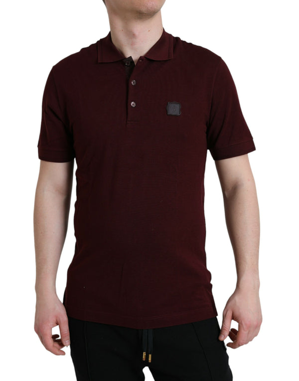 Dolce & Gabbana Elegant Maroon Cotton Blend Polo Tee