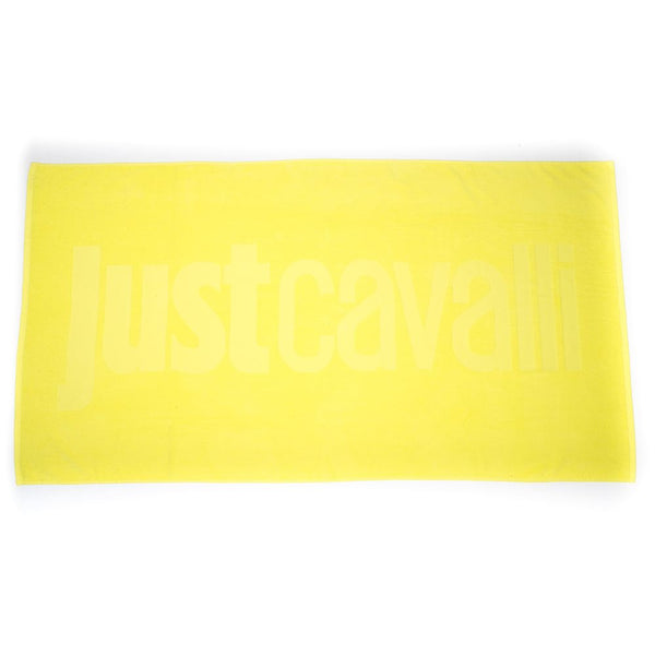 Just Cavalli Yellow Cotton Men Beach Towel