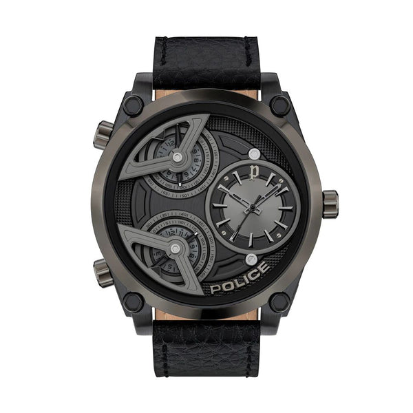 Police Black Leather Watch