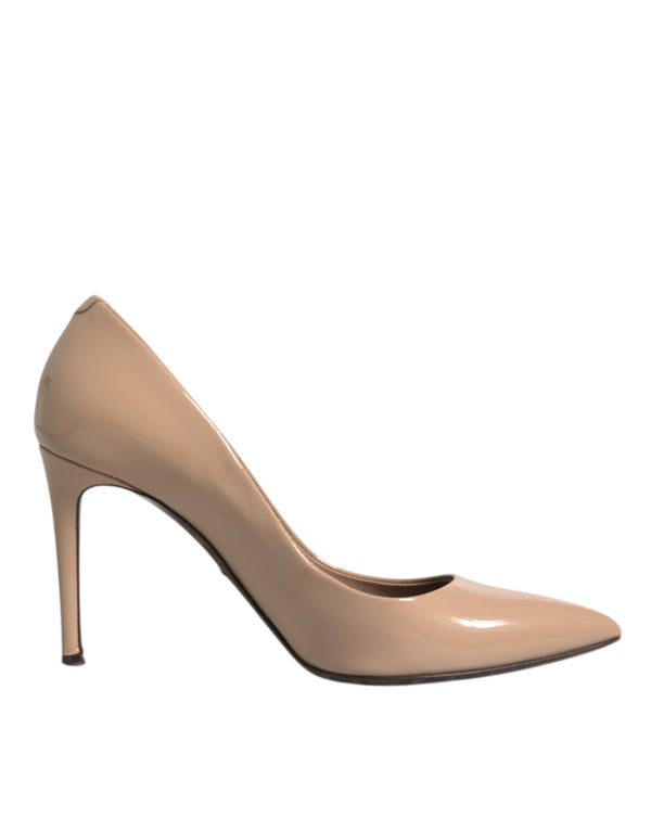 Dolce & Gabbana Beige Patent Leather Stiletto Heel Pumps Shoes